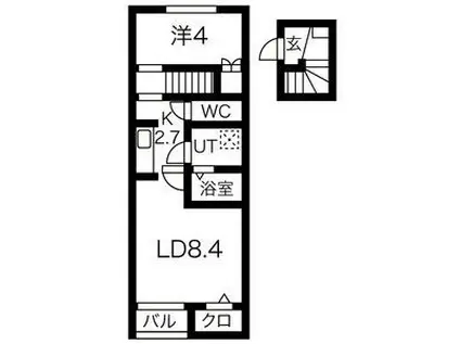 Tブリッジ船岡(1LDK/2階)の間取り写真
