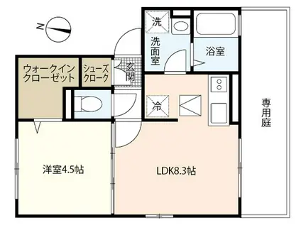 ウィルモア S(1LDK/1階)の間取り写真