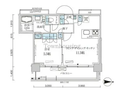 パークアクシス菊川ステーションゲート(1LDK/6階)の間取り写真