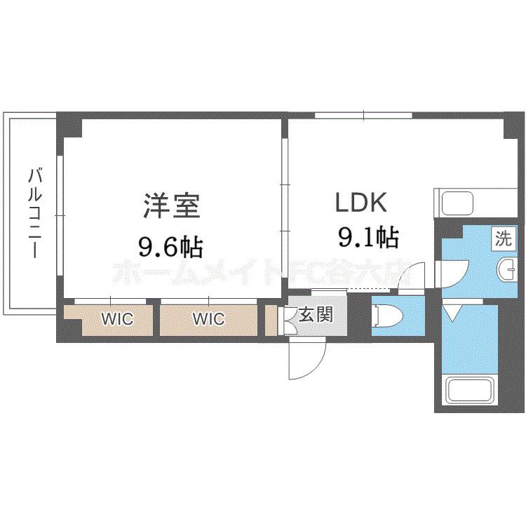 京橋オリエンタルキューブ(1LDK/4階)の間取り写真