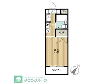 ペアヒルズ大和田(1K/2階)の間取り写真