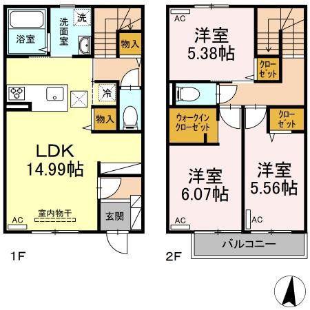 LAVIE BELLE B棟(3LDK/1階)の間取り写真