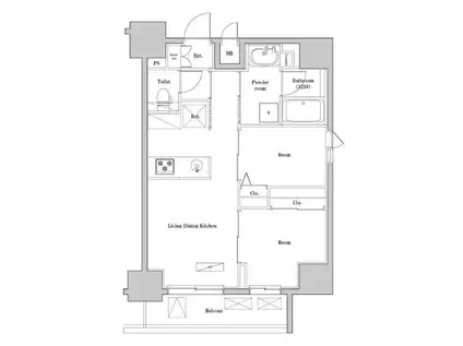 SPコート両国(2LDK/9階)の間取り写真