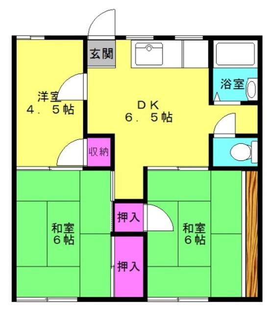 グリーンハイツはりまB棟(3DK/1階)の間取り写真