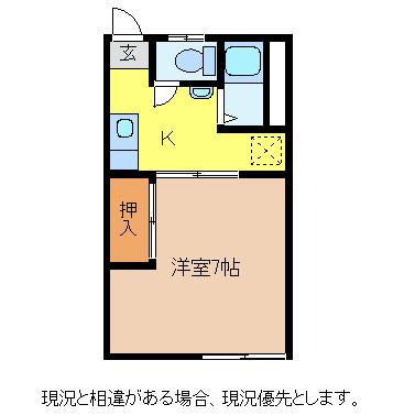 旭ハイツ(1K/2階)の間取り写真