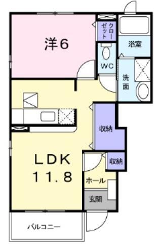 グレースガーデン B(1LDK/1階)の間取り写真