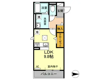 アール・オッツ(ワンルーム/1階)の間取り写真