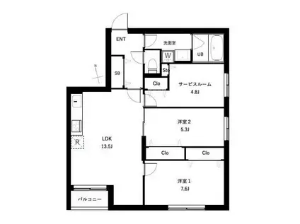 COEUR BLANC西荻窪(2SLDK/2階)の間取り写真