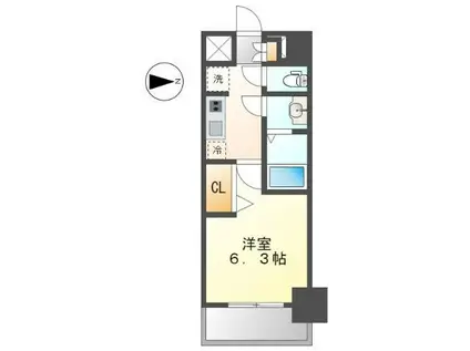 ディアレイシャス名古屋太閤通II(1K/8階)の間取り写真