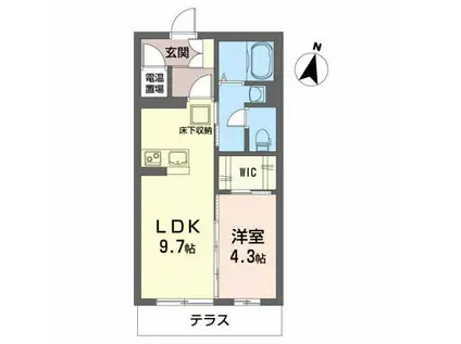 APPLAUSE(1LDK/1階)の間取り写真