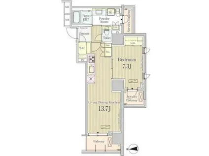 パークアクシス池田山(1LDK/2階)の間取り写真