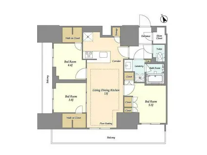 オアーゼ日暮里レジデンス(3LDK/13階)の間取り写真