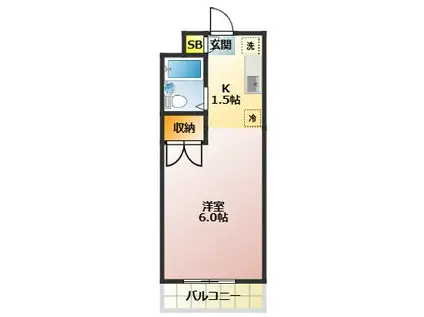 第2江川ビル(ワンルーム/3階)の間取り写真