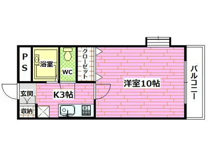 KSビル(1K/2階)の間取り写真
