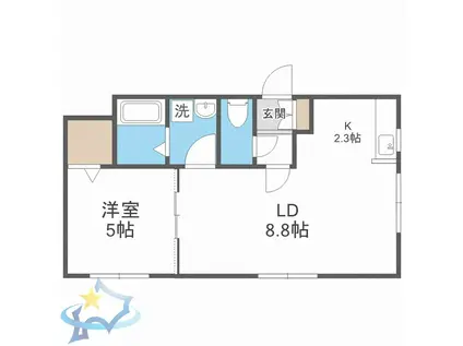 モントクレア(1LDK/2階)の間取り写真