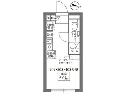 COCOCUBE OYAMA(ワンルーム/4階)の間取り写真