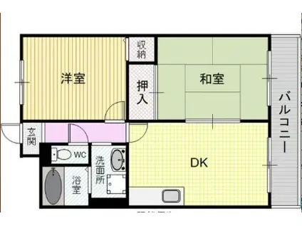 山東サントピアハイツ(2DK/4階)の間取り写真