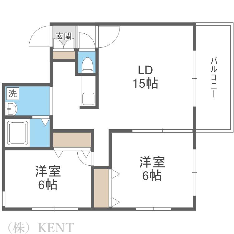 グランディール南5条(2LDK/4階)の間取り写真