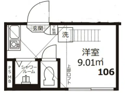 CASA MG(ワンルーム/1階)の間取り写真