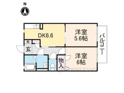 グラシューズ雅(2DK/2階)の間取り写真