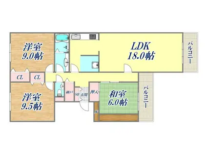 シュネルパーク・レジデンス(3LDK/2階)の間取り写真