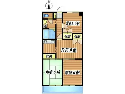ロングキャッスルⅠ(3DK/3階)の間取り写真