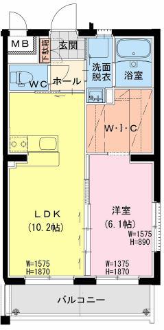 ハイド パーク(1LDK/2階)の間取り写真