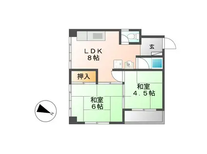 杵屋ビル(2DK/3階)の間取り写真