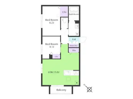 プレミアコート(2LDK/1階)の間取り写真