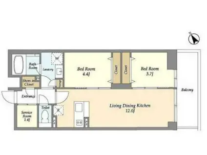 THE GRAND TERRACE WAKABAYASHI(2SLDK/3階)の間取り写真