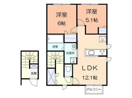 ロレーヌ(2LDK/2階)の間取り写真