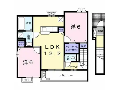 ラ ポルテ ルージュIV(2LDK/2階)の間取り写真