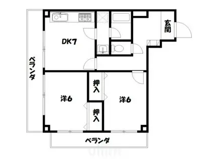 プラザ神泉苑(2DK/1階)の間取り写真