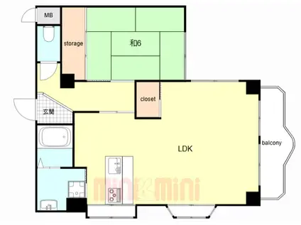 BECアーバン西宮北口(1LDK/1階)の間取り写真
