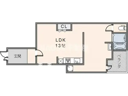 ラシャンス瓢箪山(1LDK/1階)の間取り写真
