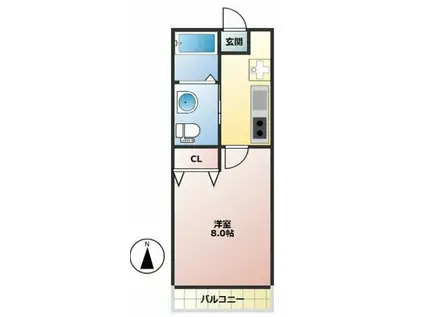 スクウェア ワン(1K/2階)の間取り写真