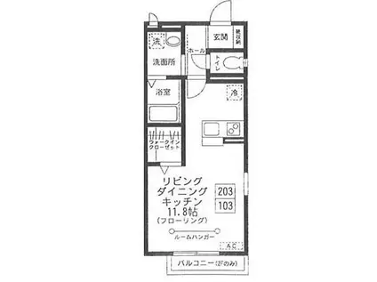 オークガーデン(ワンルーム/2階)の間取り写真