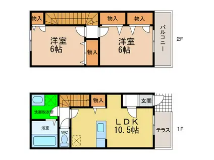 RILA 奏(2LDK/1階)の間取り写真