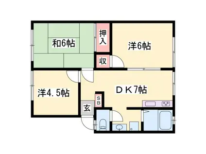 木橋ハイツ(3DK/1階)の間取り写真