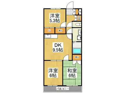 ベルデュール向台(3DK/2階)の間取り写真