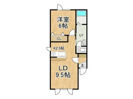 ヒナーレIII(1LDK/1階)の間取り写真