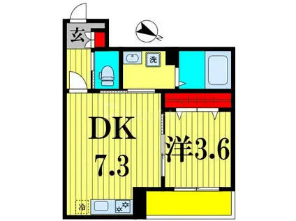 AJ南流山(1DK/1階)の間取り写真