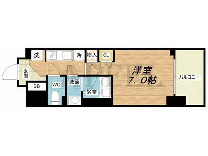 ルネフラッツ谷町四丁目(1K/6階)の間取り写真