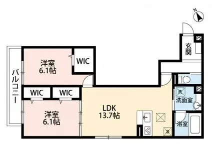 D-ROOM中筋 II棟(2LDK/1階)の間取り写真