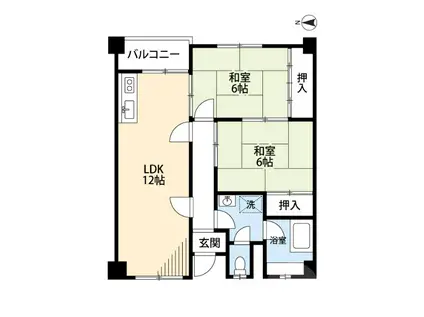 第3清涼マンション(2LDK/2階)の間取り写真