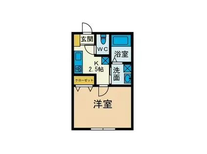 シンフォライズ湘南NATURAL(1K/1階)の間取り写真