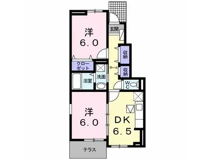 ストロベリーガーデンB(2DK/1階)の間取り写真