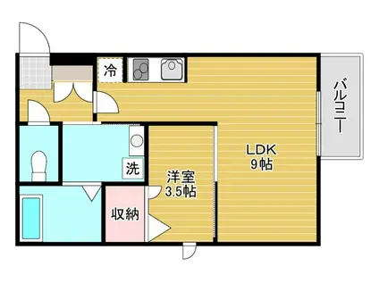 ONEL江波東(1LDK/3階)の間取り写真