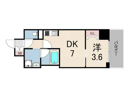 レオンコンフォート神戸駅前(1DK/14階)の間取り写真