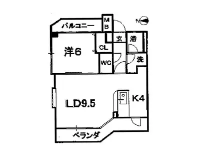 ウイステリア妙音通(1LDK/2階)の間取り写真